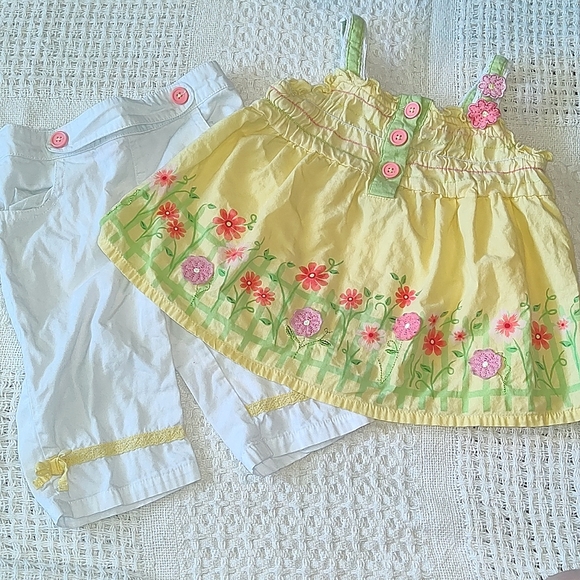 4/$10 Floral Easter Yellow Spring Outfit Dress Shirt/Pants! - Picture 1 of 11